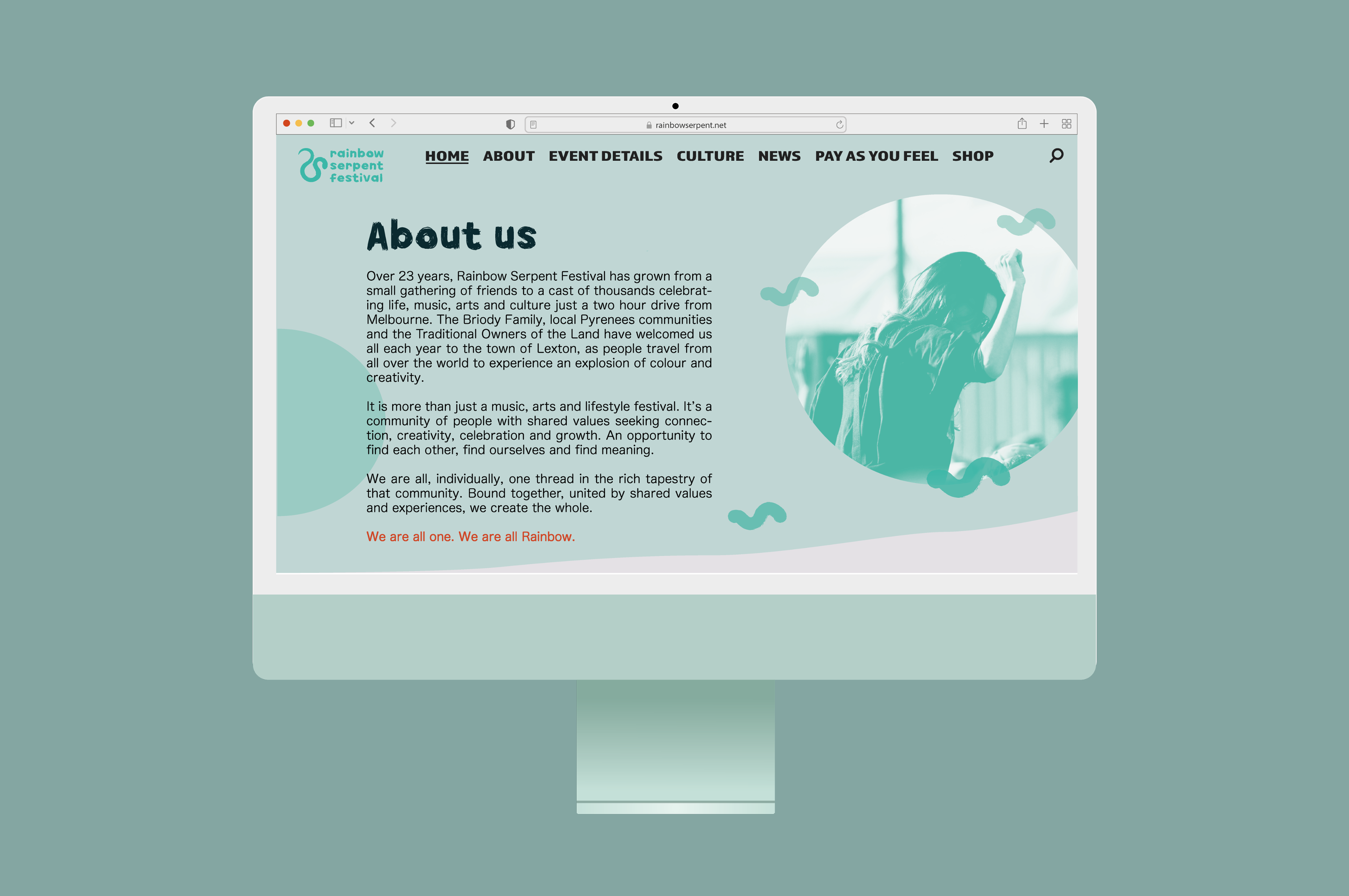 Rainbow Serpent Festival Desktop About Page