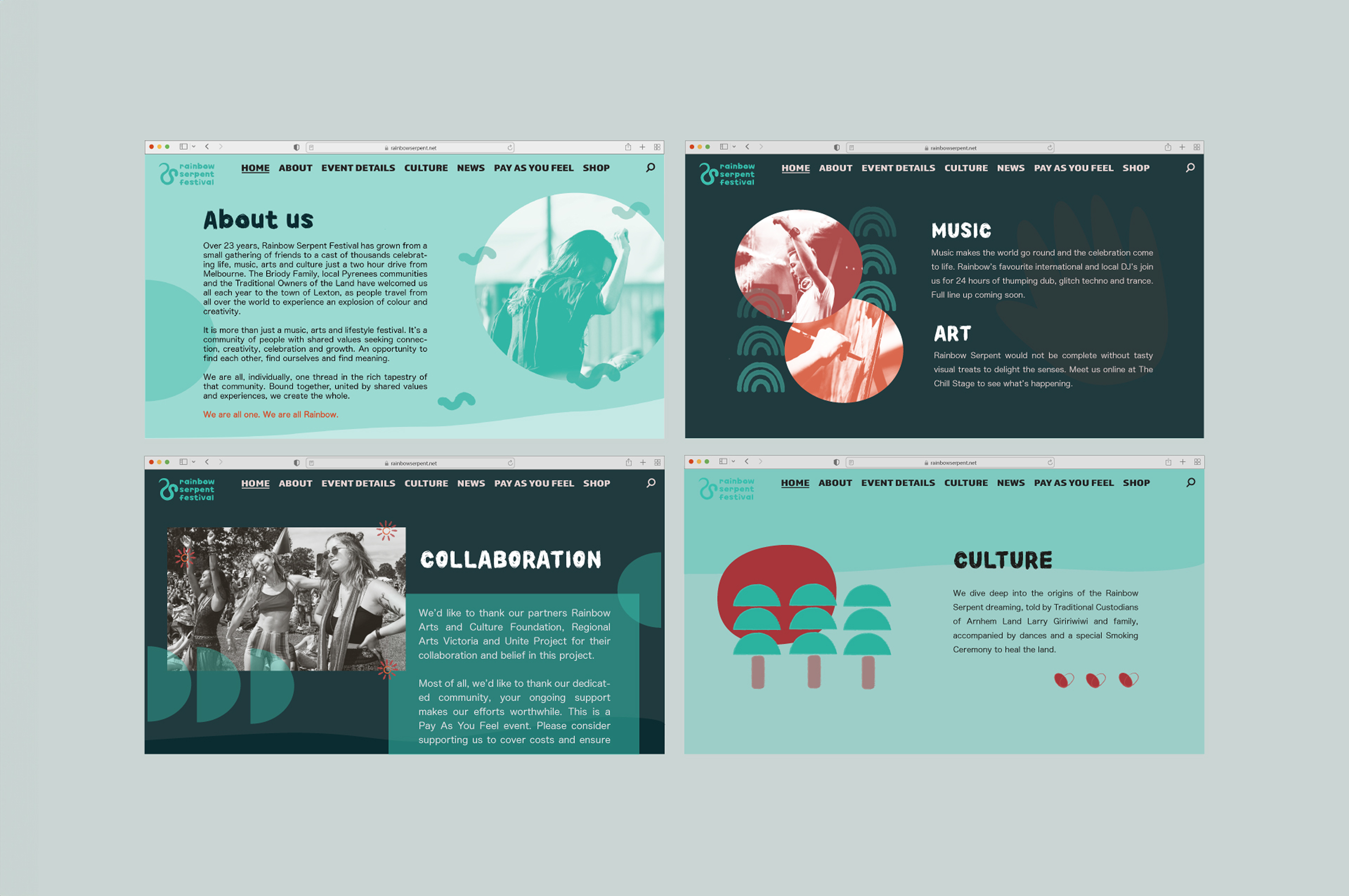 Rainbow Serpent Festival Desktop Internal Web Page